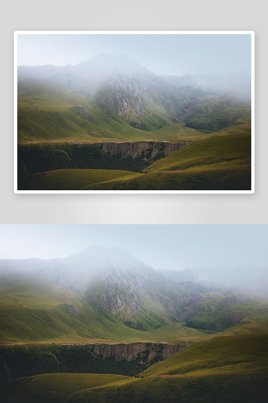 云雾缭绕的山谷风光-众图网