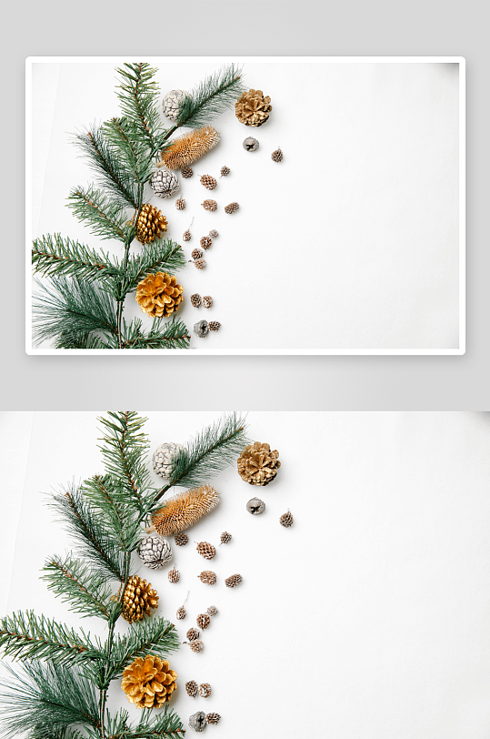 圣诞松枝与松果装饰-众图网