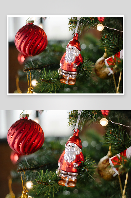 圣诞树上的装饰挂件特写-众图网