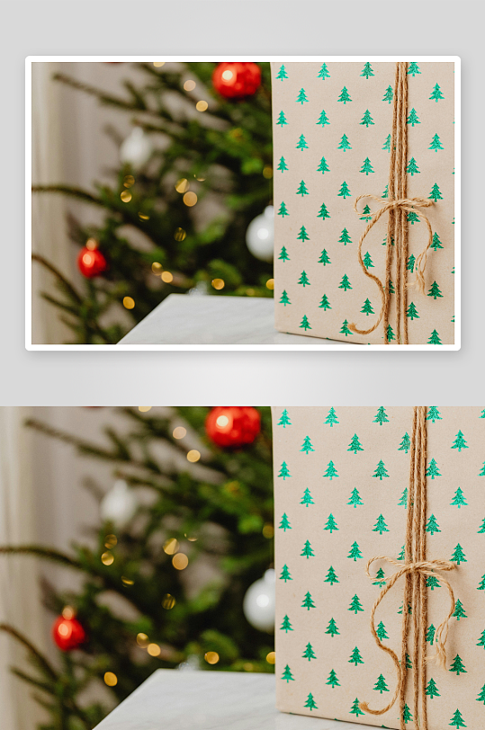 圣诞树前的礼物盒-众图网