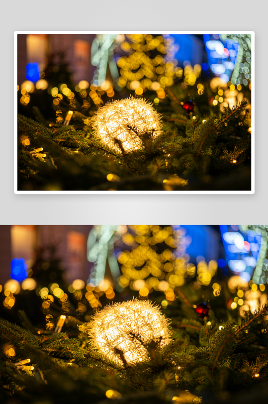 圣诞树灯光装饰特写-众图网