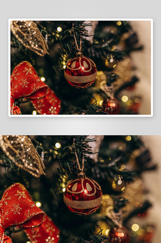 圣诞树装饰特写节日氛围浓厚-众图网