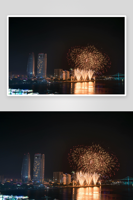 夜景城市烟花绽放-众图网