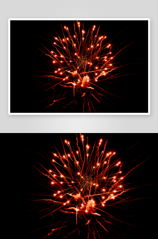 夜空绽放绚丽红色烟花-众图网