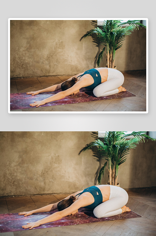 女子室内瑜伽练习专注姿态-众图网