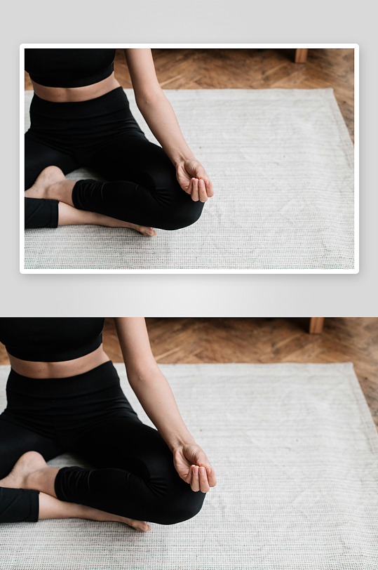 女子瑜伽冥想姿势展示-众图网