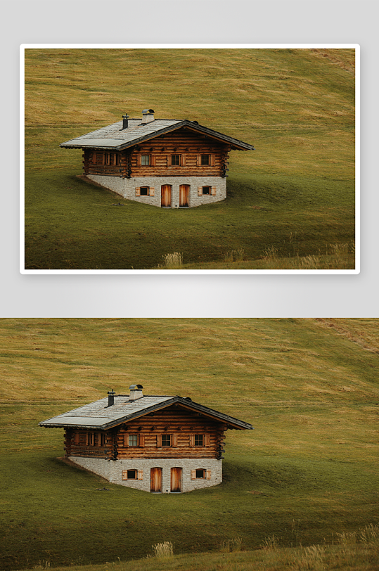 山间木屋静谧风光-众图网