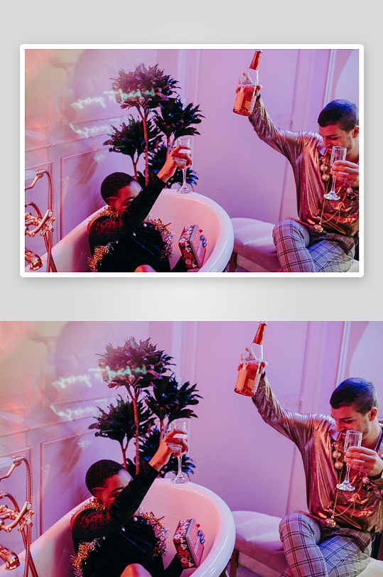 浴缸派对举杯欢庆-众图网