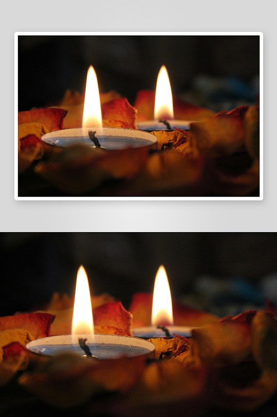 烛光映衬花瓣静谧场景-众图网