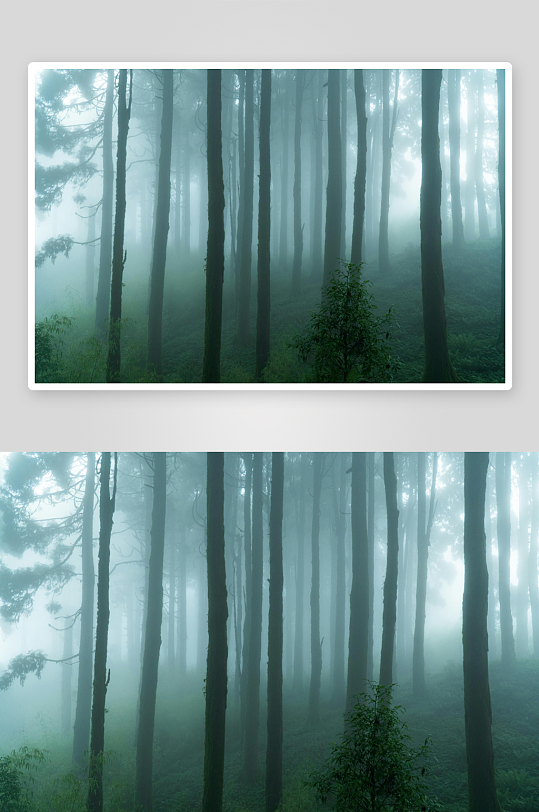 雾气弥漫的森林景象-众图网