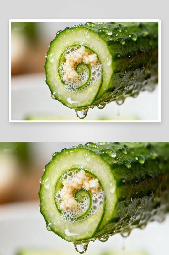 黄瓜卷特写汁水滴落-众图网