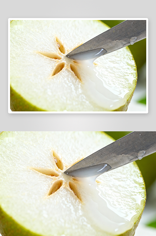 刀切梨汁四溢照片摄影-众图网
