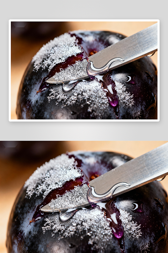 刀切水果糖霜滴落-众图网