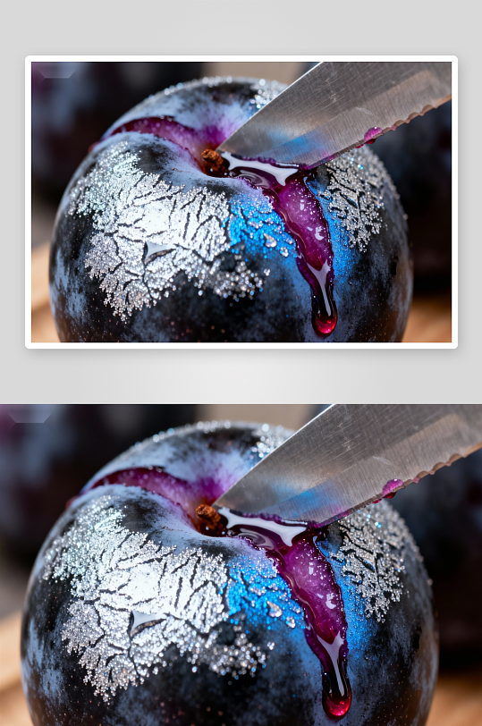 刀切蓝莓果汁四溢-众图网