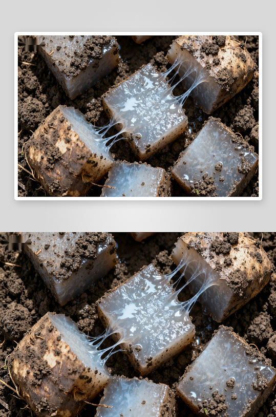 切块山药粘液拉丝特写-众图网