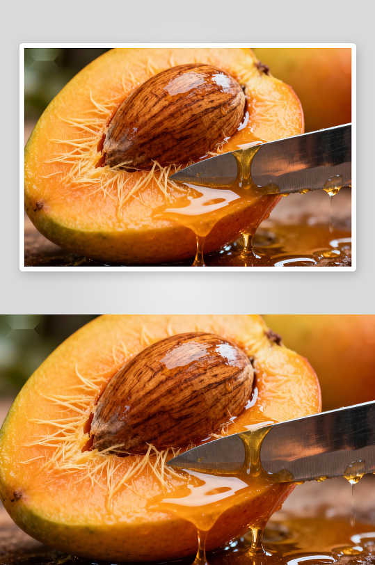 切开的芒果露出果核-众图网