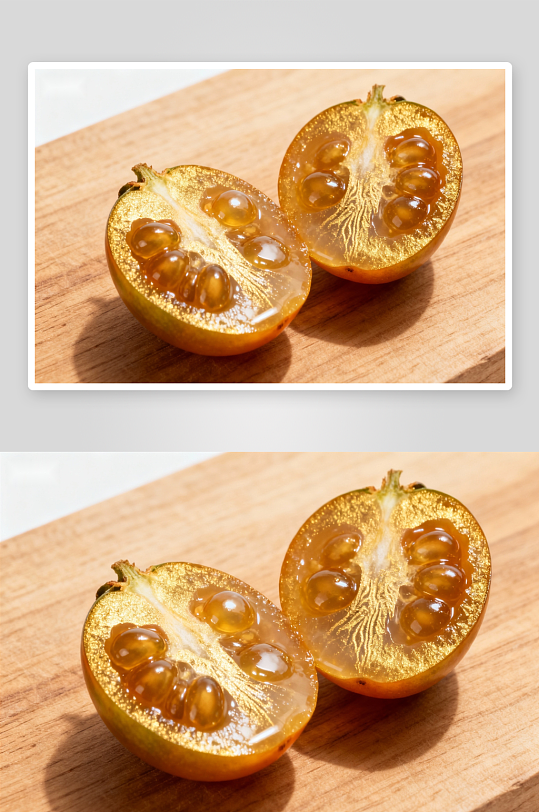 切开的金黄色果实特写-众图网