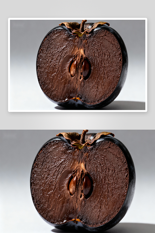 切开的黑柿子特写-众图网