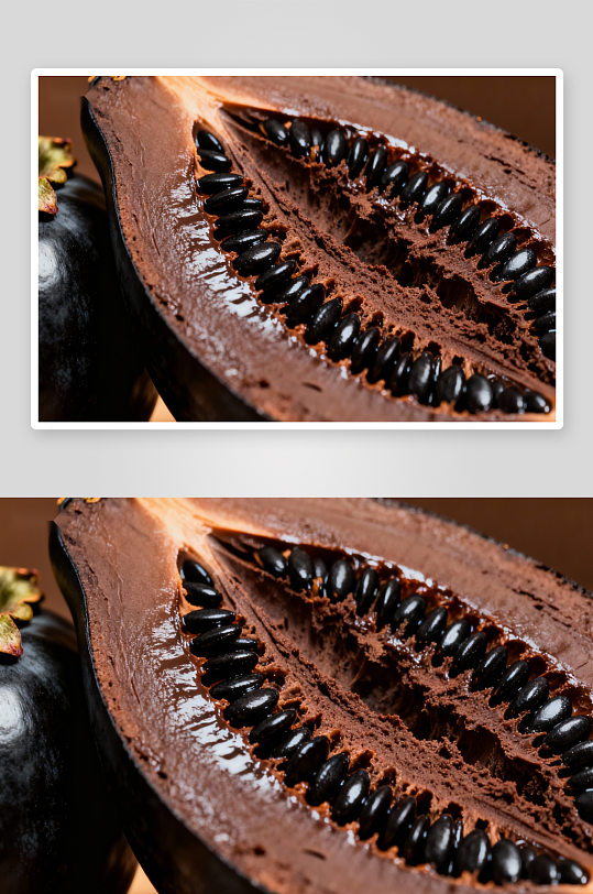 切开的黑色果实内部特写-众图网