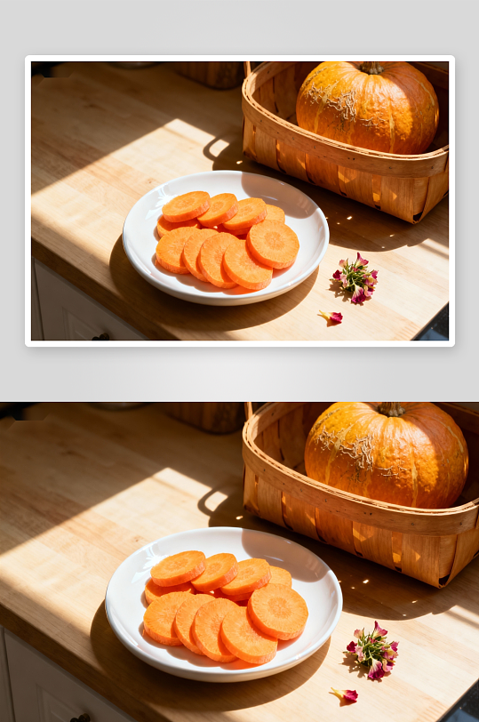 切片胡萝卜与南瓜静物-众图网