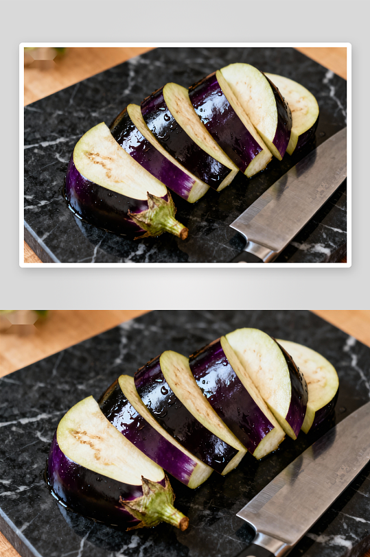 切片茄子摆盘展示-众图网