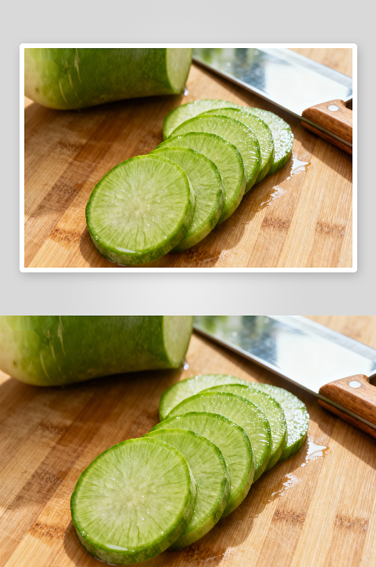 切片青萝卜与菜刀-众图网