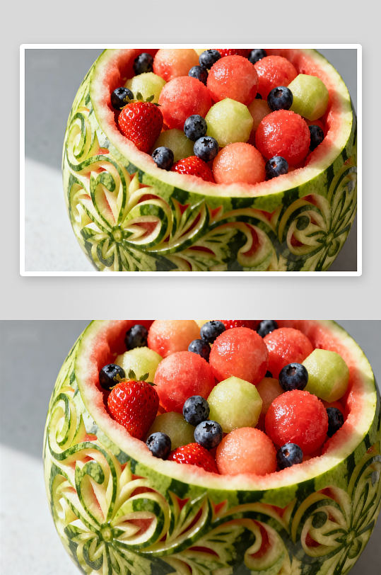 创意西瓜雕花水果碗-众图网
