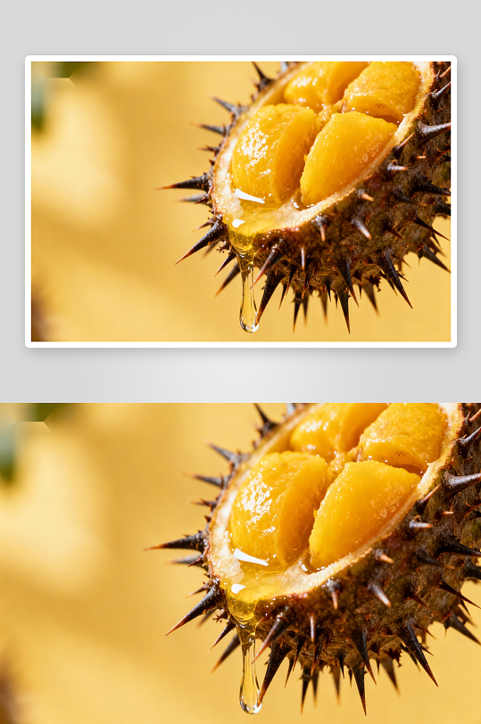 刺果切面滴露汁液特写-众图网