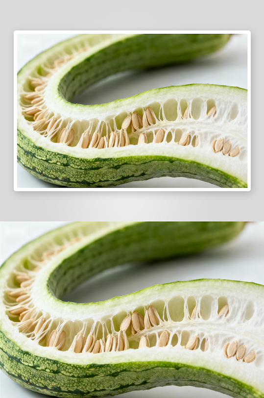 剖开的绿色瓜果展示内部种子-众图网