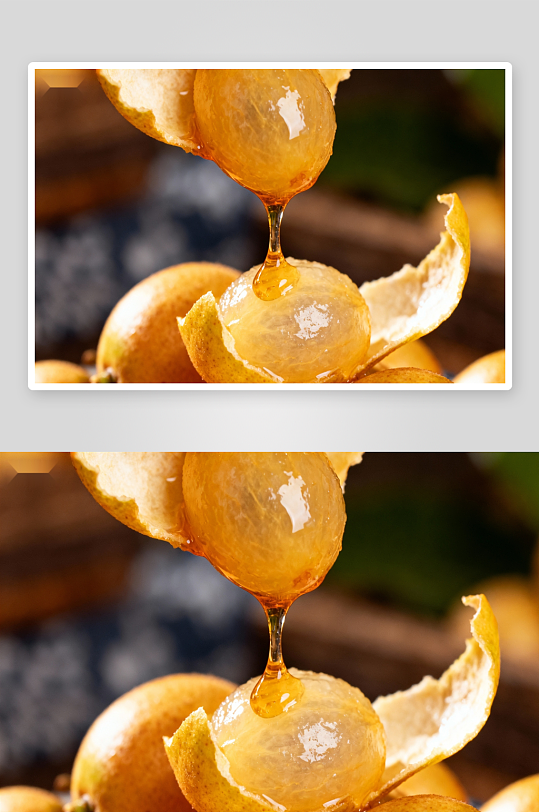 剥开果皮滴落蜜汁的水果特写-众图网