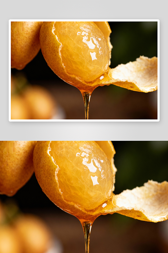 剥开的柑橘流出金黄汁液-众图网