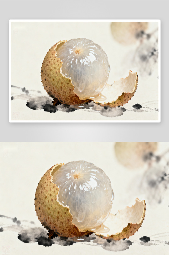 剥开的荔枝特写展现果肉晶莹-众图网