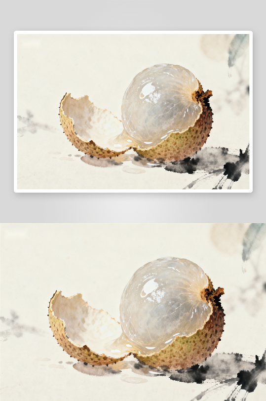 剥开的荔枝特写画面-众图网