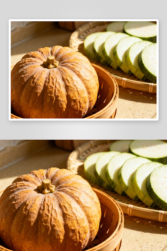 南瓜与西葫芦切片静物摆拍-众图网