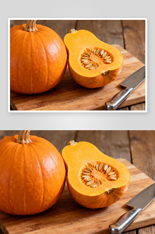 南瓜切开展示内部籽粒-众图网