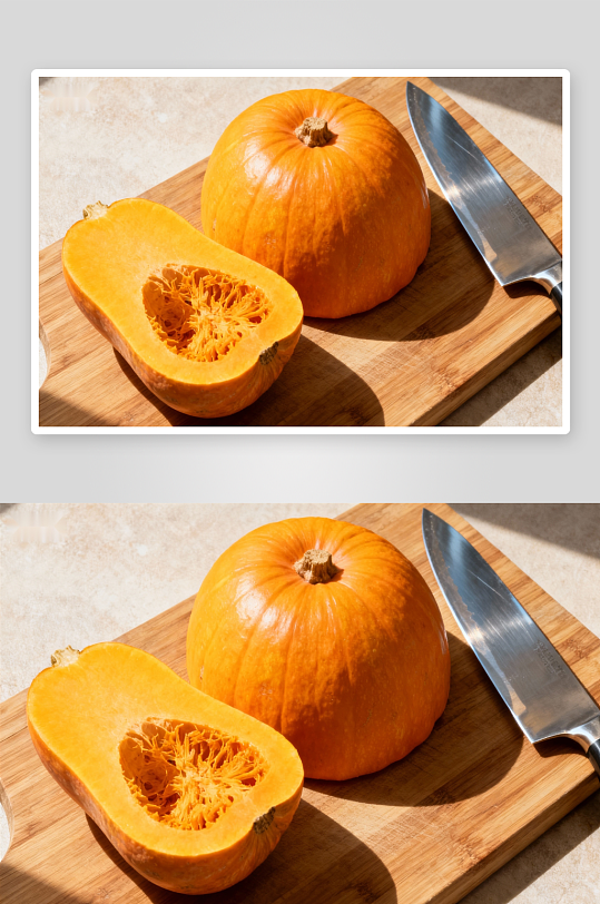 南瓜切片与刀具静物-众图网