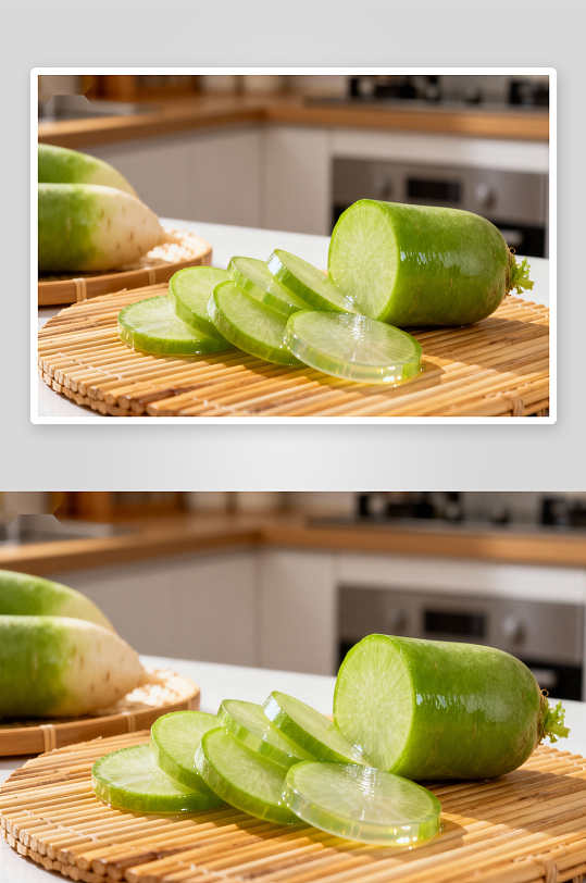 厨房切片青萝卜新鲜诱人-众图网