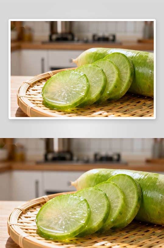 厨房切片青萝卜特写-众图网