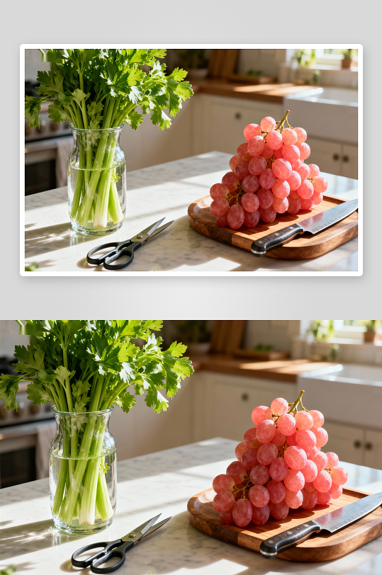 厨房台面上的水果蔬菜-众图网