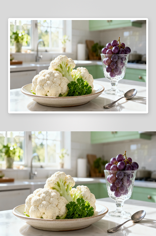 厨房台面上的蔬菜水果-众图网