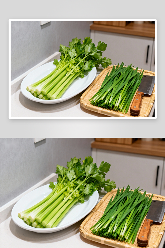 厨房案板上的新鲜蔬菜-众图网