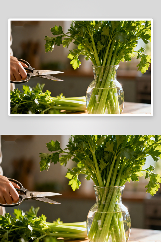 厨房芹菜剪切保鲜展示-众图网