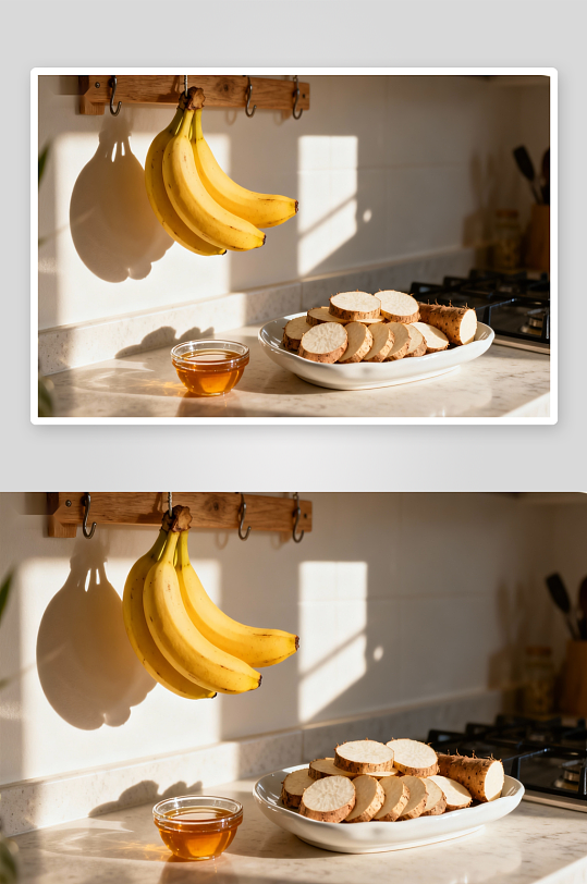 厨房阳光下水果与食物-众图网