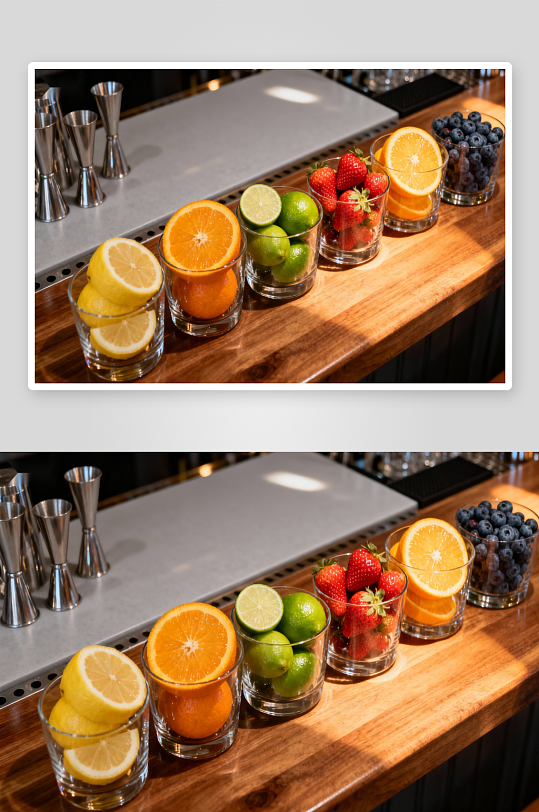 吧台水果杯摆盘照片摄影-众图网