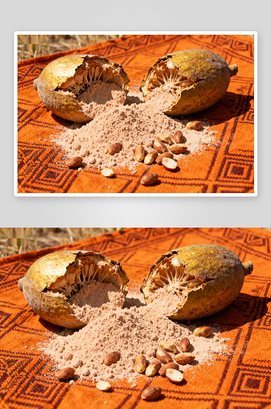坚果果实粉末散落布面-众图网