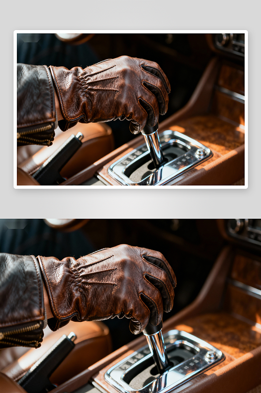 复古真皮驾驶手套汽车换挡款-众图网
