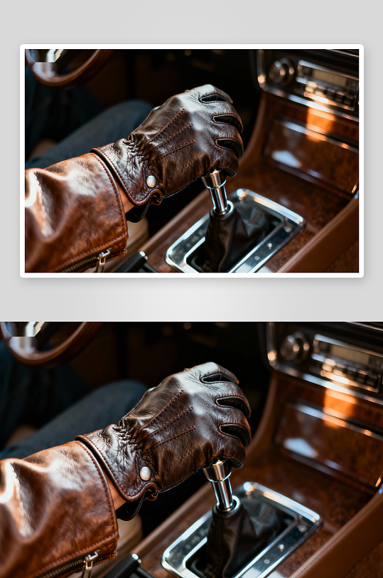 复古真皮驾驶换挡手套1-众图网