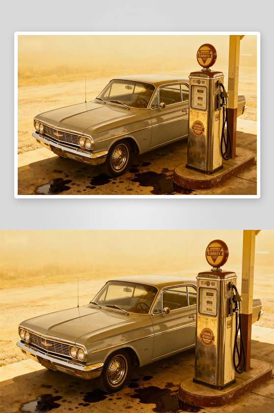 复古老爷车怀旧加油站-众图网
