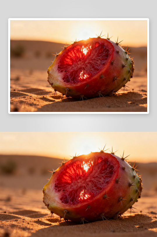 夕阳下的仙人掌果特写-众图网