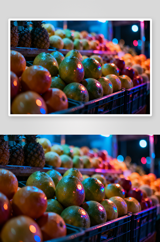 夜市水果摊色彩斑斓琳琅满目-众图网